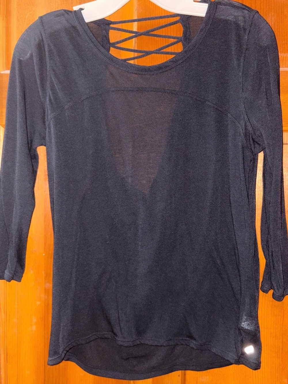 Black Women’s Long-Sleeve Top with Crisscross Back